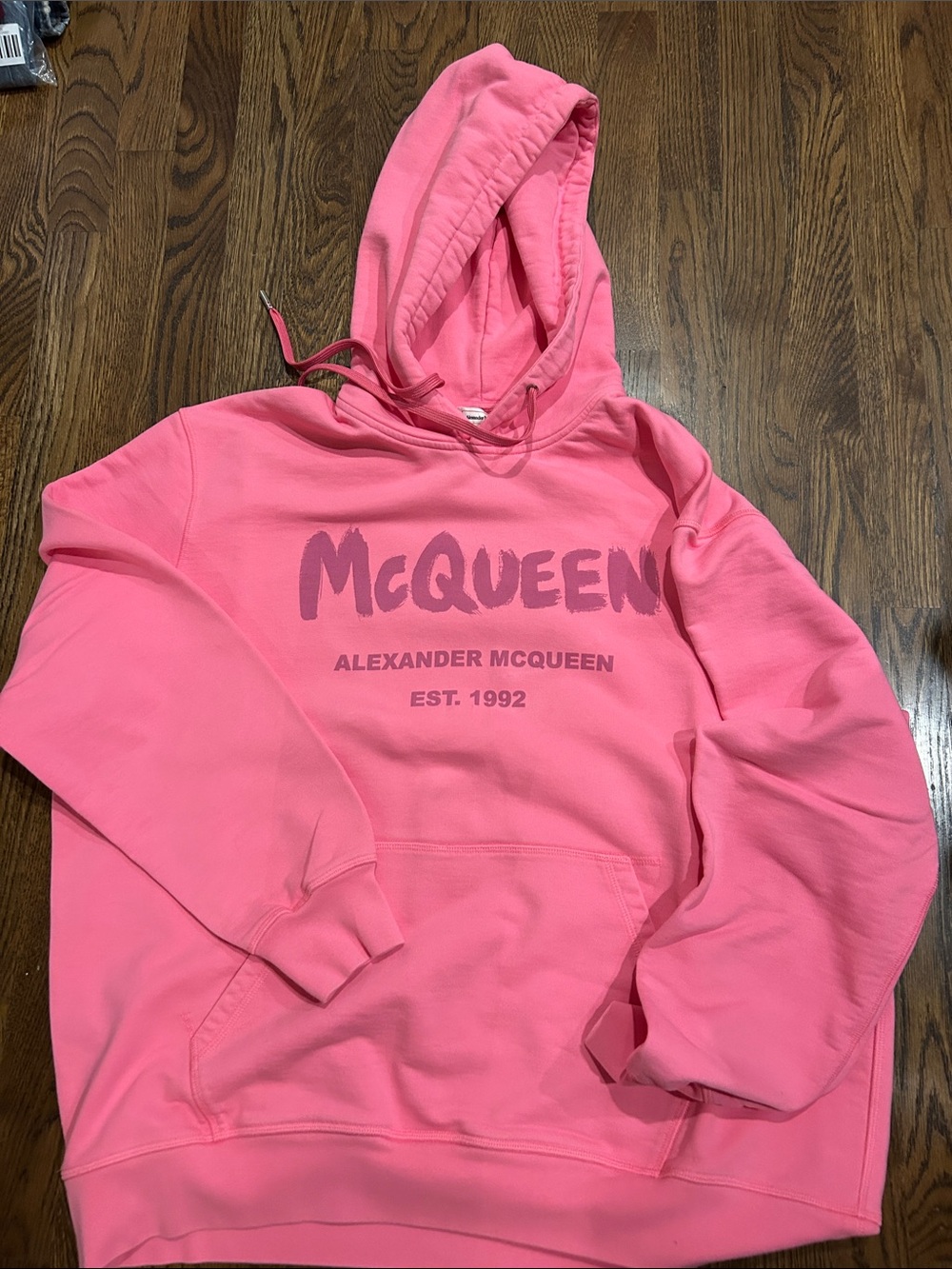 Alexander McQueen Bright Pink Logo Crewneck Hoodie